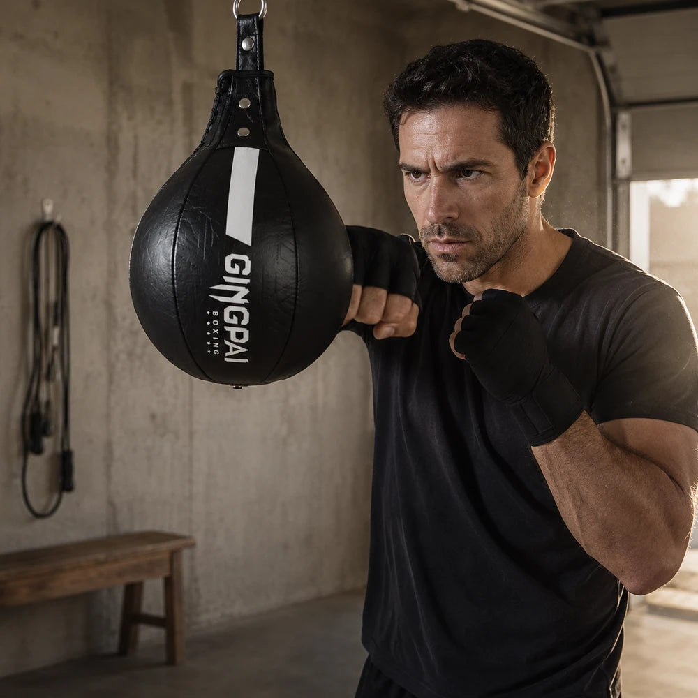 Poire de Vitesse Boxe Cuir PU – Rebond Rapide 28 cm