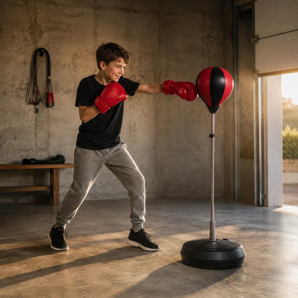 Punching Ball Enfant sur Pied – Réglable 125 à 145 cm