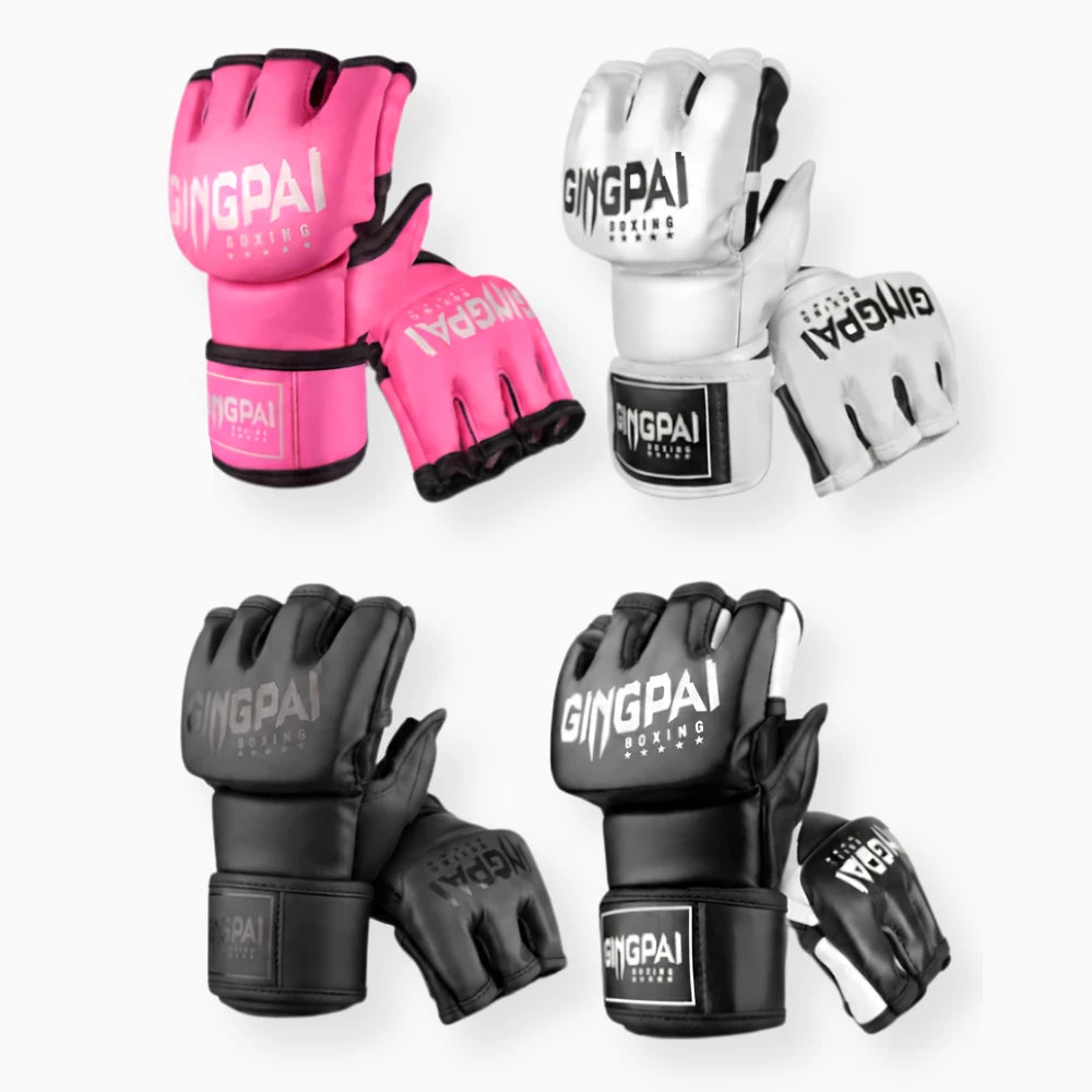 Gants MMA Demi-Doigts Cuir PU – Rembourrage Multicouche